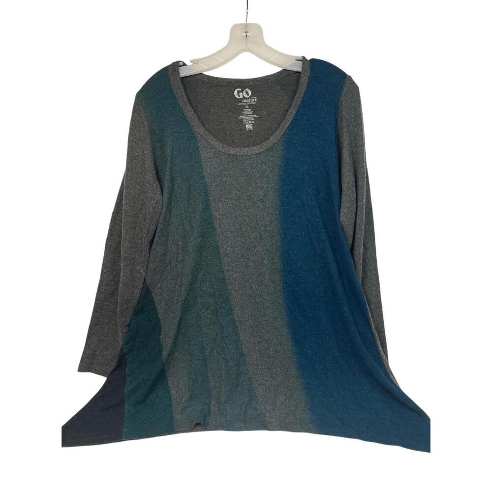 Go Couture Swing Tunic Top‎ Gray Blue Teal XL